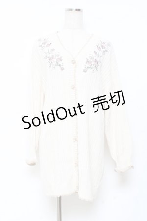 画像: axes femme / 蝶×バラ刺繍ロングニットカーディガン F 生成り Y-25-11-05-064-AX-TO-SZ-ZY