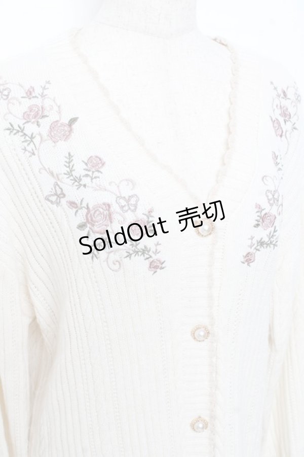 画像3: axes femme / 蝶×バラ刺繍ロングニットカーディガン F 生成り Y-25-11-05-064-AX-TO-SZ-ZY (3)