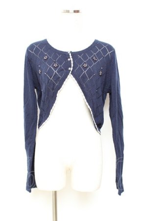 画像: axes femme / ダイヤ柄ニットボレロ M 紺 Y-25-11-05-067-AX-TO-SZ-ZY