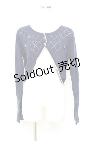 画像: axes femme / ダイヤ柄ニットボレロ M 紺 Y-25-11-05-067-AX-TO-SZ-ZY