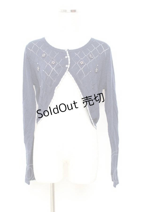 画像1: axes femme / ダイヤ柄ニットボレロ M 紺 Y-25-11-05-067-AX-TO-SZ-ZY (1)