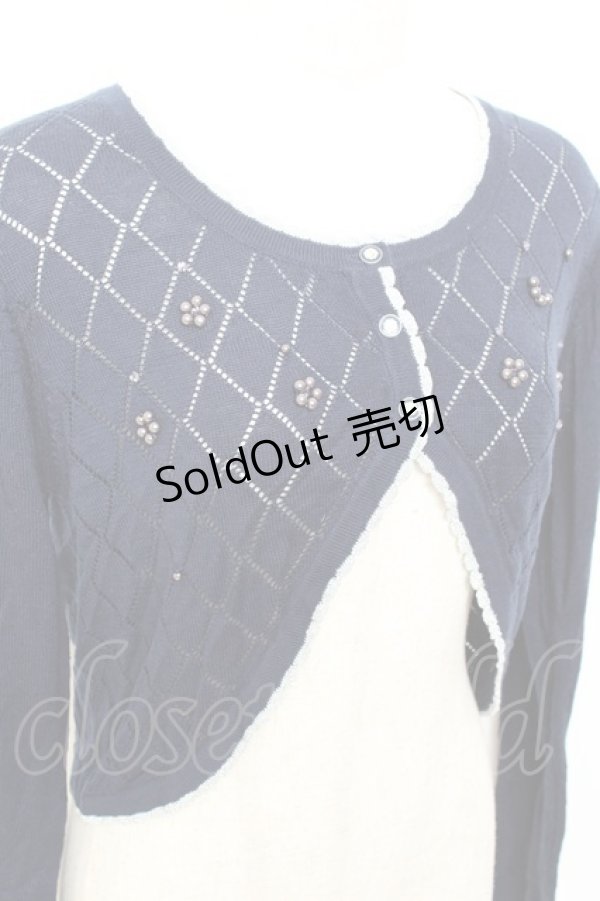 画像3: axes femme / ダイヤ柄ニットボレロ M 紺 Y-25-11-05-067-AX-TO-SZ-ZY (3)