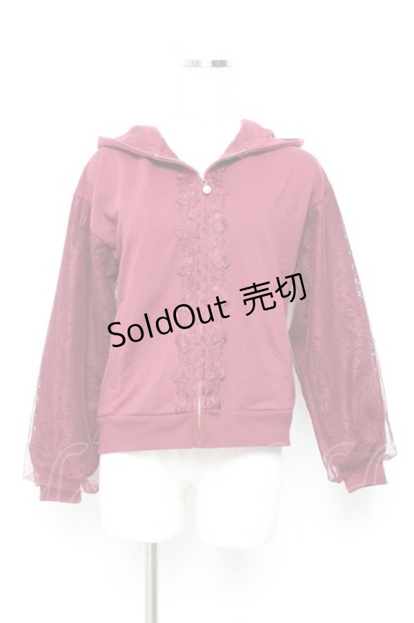 画像1: axes femme / レース切替パーカー M ワイン Y-25-11-05-068-AX-TO-SZ-ZY (1)