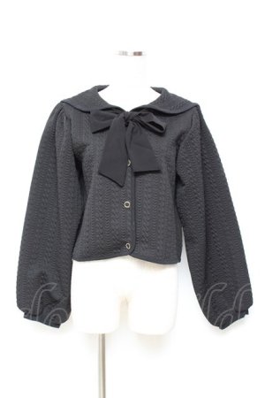 画像: axes femme POETIQUE / ふくれジャカードセーラーカーディガン M 黒 Y-25-11-05-070-AX-TO-SZ-ZY