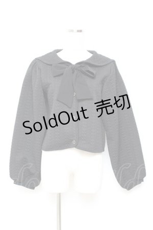 画像: axes femme POETIQUE / ふくれジャカードセーラーカーディガン M 黒 Y-25-11-05-070-AX-TO-SZ-ZY