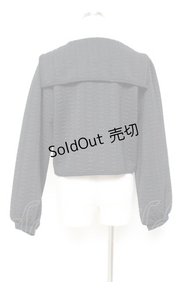 画像2: axes femme POETIQUE / ふくれジャカードセーラーカーディガン M 黒 Y-25-11-05-070-AX-TO-SZ-ZY (2)