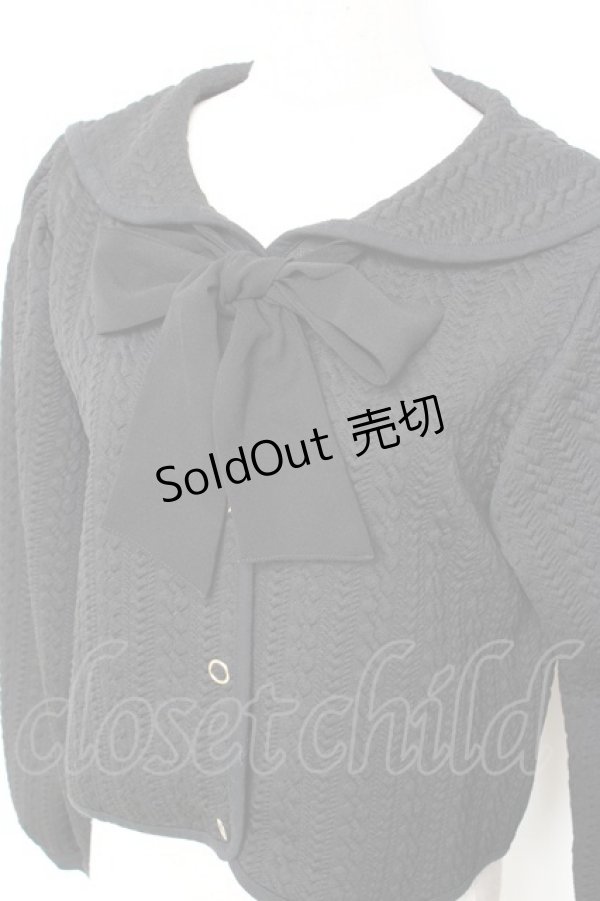画像3: axes femme POETIQUE / ふくれジャカードセーラーカーディガン M 黒 Y-25-11-05-070-AX-TO-SZ-ZY (3)