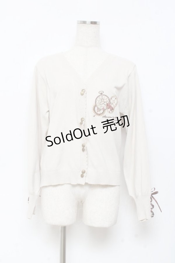 画像1: axes femme / 時計×歯車刺繍ニットカーディガン M 生成り Y-25-11-05-075-AX-TO-SZ-ZY (1)