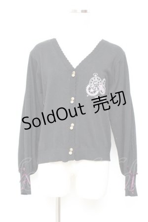 画像: axes femme / 時計×歯車刺繍ニットカーディガン M 黒 Y-25-11-05-076-AX-TO-SZ-ZY