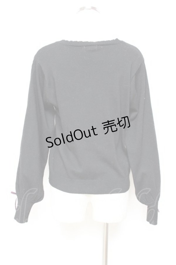 画像2: axes femme / 時計×歯車刺繍ニットカーディガン M 黒 Y-25-11-05-076-AX-TO-SZ-ZY (2)