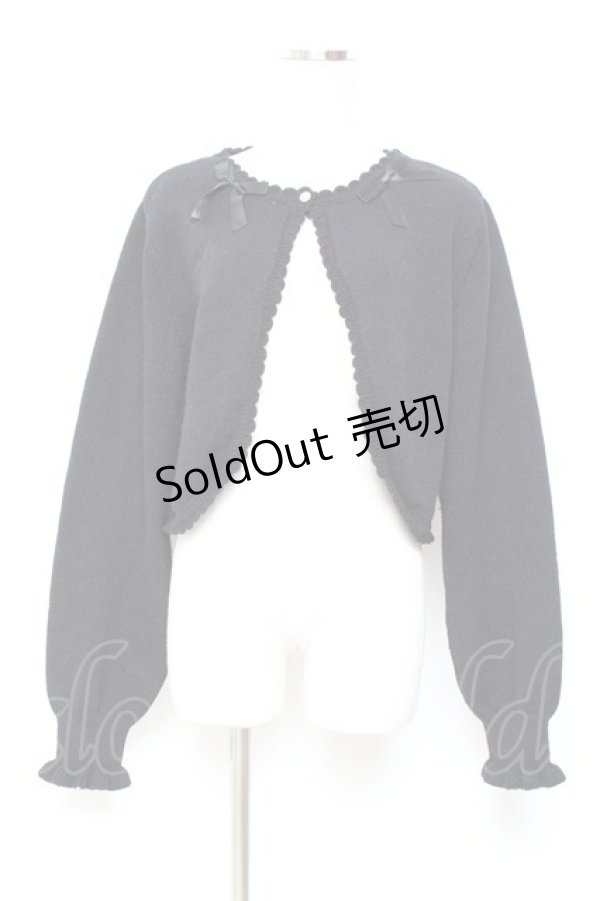 画像1: m petit by misako / リボンニットボレロ L 中黒 Y-25-11-05-077-LO-TO-SZ-ZY (1)