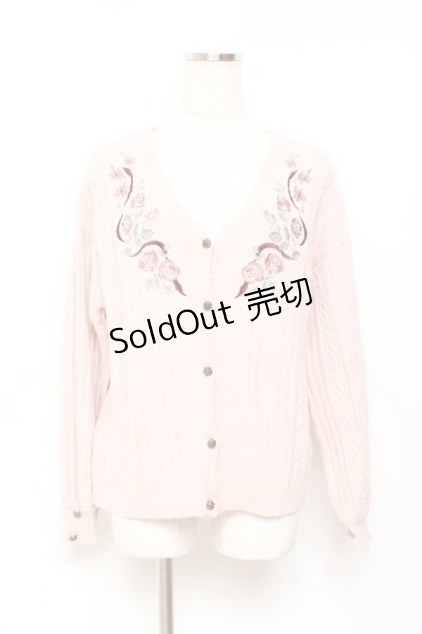 画像1: axes femme / ガーデニング刺繍カーディガン M ピンク Y-25-11-05-079-AX-TO-SZ-ZY (1)