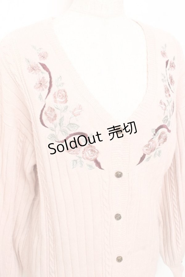 画像3: axes femme / ガーデニング刺繍カーディガン M ピンク Y-25-11-05-079-AX-TO-SZ-ZY (3)