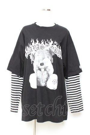 画像: TRAVAS TOKYO / Punkish bear layered border L/S Tee/レイヤードボーダーくまプリントロングスリーブカットソー F ブラック Y-25-11-05-082-PU-TO-SZ-ZY