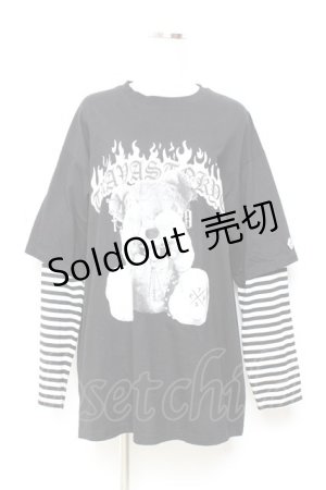 画像: TRAVAS TOKYO / Punkish bear layered border L/S Tee/レイヤードボーダーくまプリントロングスリーブカットソー F ブラック Y-25-11-05-082-PU-TO-SZ-ZS