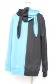画像2: NieR Clothing / うさ耳付きTWO-TONE ZIP OUTER  黒×青 Y-25-11-05-083-PU-TO-SZ-ZY (2)