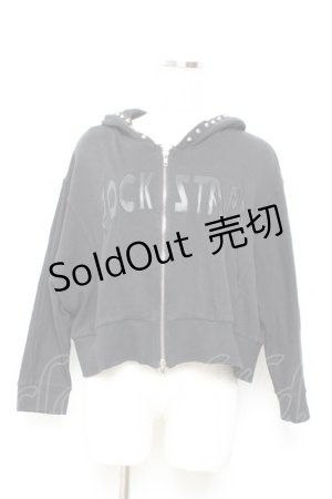 画像: GLAD NEWS / スタッズフードショートパーカー R 黒 Y-25-11-05-087-GL-TO-SZ-ZY