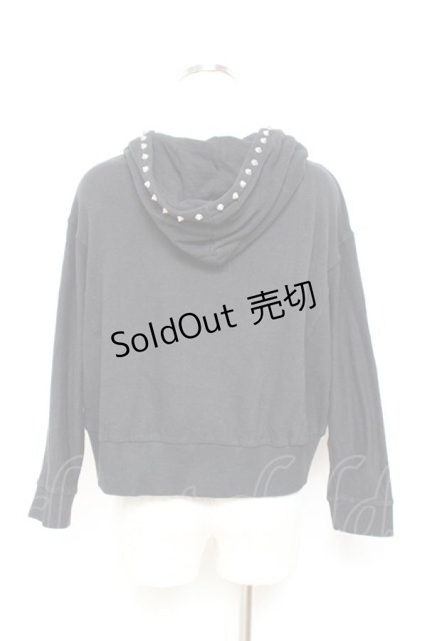 画像2: GLAD NEWS / スタッズフードショートパーカー R 黒 Y-25-11-05-087-GL-TO-SZ-ZY (2)