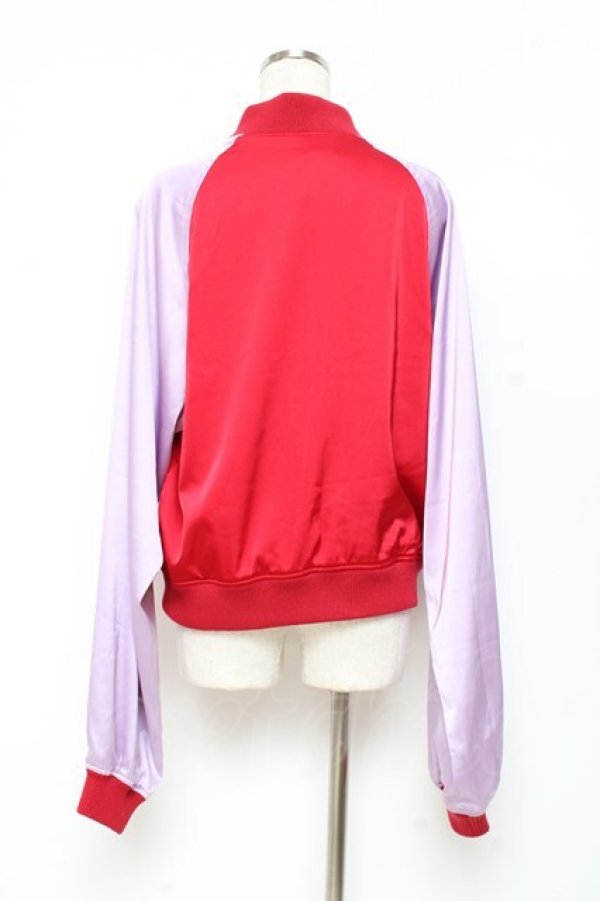 画像2: Jamieエーエヌケー / JAPANスカジャン M 赤×ラベンダー Y-25-11-05-088-LO-TO-SZ-ZY (2)