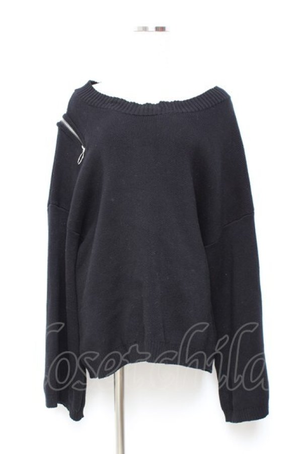 画像1: axes femme / ショルダージップニット M 黒 Y-25-11-05-092-AX-TO-SZ-ZI (1)