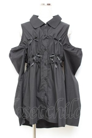 画像: DearMyLoveRose / オープンショルダーリボンチュニック M 黒 Y-25-11-05-094-EL-OP-SZ-ZY