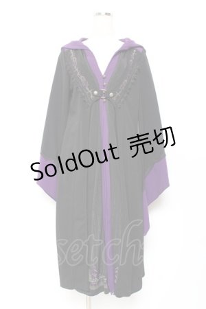 画像: Ozz oneste / チャイナボタンロングカーディガン  黒×紫 Y-25-11-05-095-OO-TO-SZ-OS