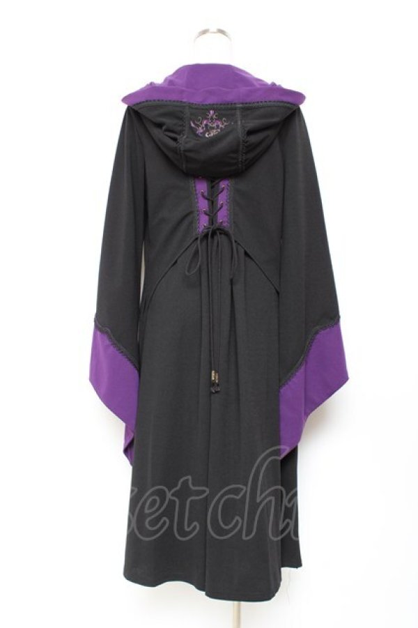 画像2: Ozz oneste / チャイナボタンロングカーディガン  黒×紫 Y-25-11-05-095-OO-TO-SZ-OS (2)