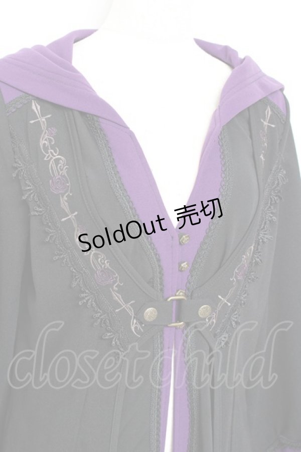 画像4: Ozz oneste / チャイナボタンロングカーディガン  黒×紫 Y-25-11-05-095-OO-TO-SZ-OS (4)