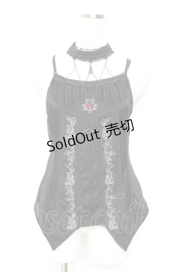 画像1: Ozz oneste / チェーン付きホルターネックキャミ  黒 Y-25-11-05-098-OO-BL-SZ-ZY (1)