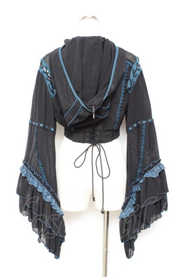 画像3: Ozz oneste / フード付きショートボレロ  黒×青 Y-25-11-05-100-OO-TO-SZ-OS (3)