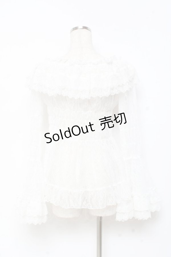画像2: ATELIER PIERROT / Shirring Princess Sleeve Blouse-Lace-  白 Y-25-11-05-102-EL-BL-SZ-ZY (2)