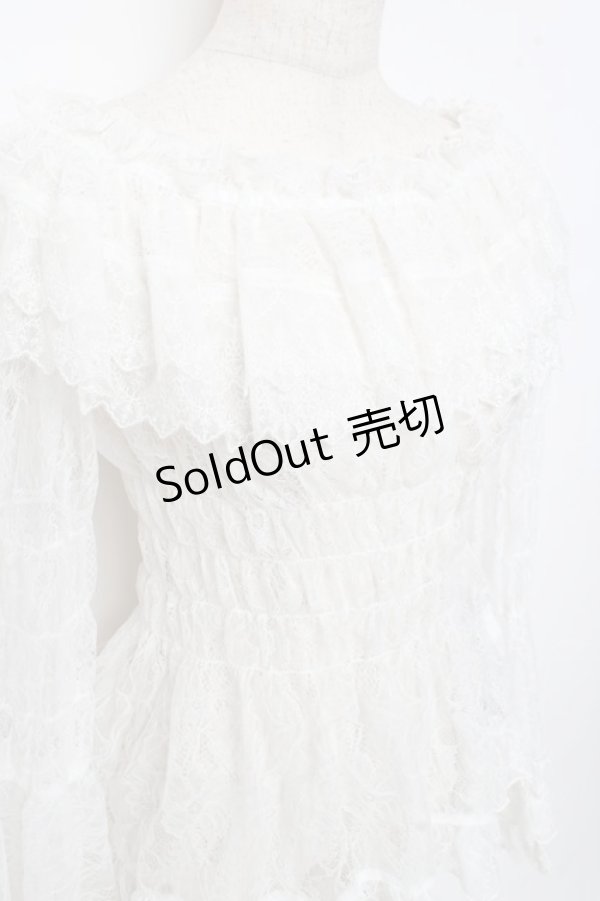 画像4: ATELIER PIERROT / Shirring Princess Sleeve Blouse-Lace-  白 Y-25-11-05-102-EL-BL-SZ-ZY (4)