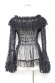 画像2: ATELIER PIERROT / Shirring Princess Sleeve Blouse-Lace-  黒 Y-25-11-05-103-EL-BL-SZ-ZY (2)