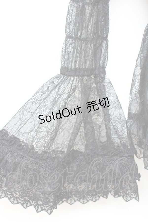 画像3: ATELIER PIERROT / Shirring Princess Sleeve Blouse-Lace-  黒 Y-25-11-05-103-EL-BL-SZ-ZY (3)