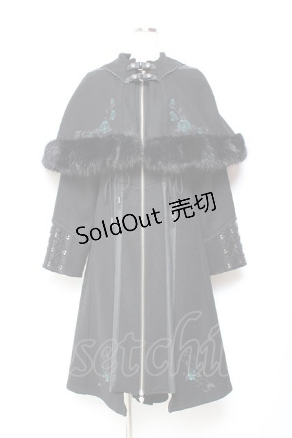 画像1: Ozz oneste / Dark Wizard ケープコート  黒×グリーン Y-25-11-05-105-OO-CO-SZ-ZY (1)