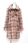画像1: axes femme / ブロックチェックAラインコート M ピンク Y-25-11-05-106-AX-CO-SZ-ZY (1)