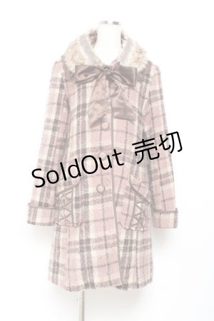 画像: axes femme / ブロックチェックAラインコート M ピンク Y-25-11-05-106-AX-CO-SZ-ZY