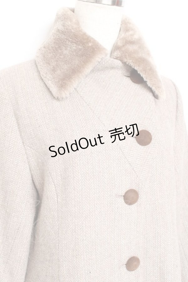 画像3: an another angelus / ファー衿付きヘリンボーンコート F ブラウン Y-25-11-05-107-CA-CO-SZ-ZY (3)