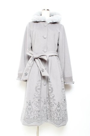 画像: axes femme / パネル刺繍Ａラインコート M グレー Y-25-11-05-109-AX-CO-SZ-ZY