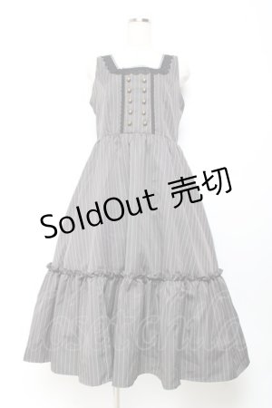 画像: m petit by misako / TT*AOKストライプジャンパースカート L 濃灰 Y-25-11-05-113-LO-OP-SZ-ZY