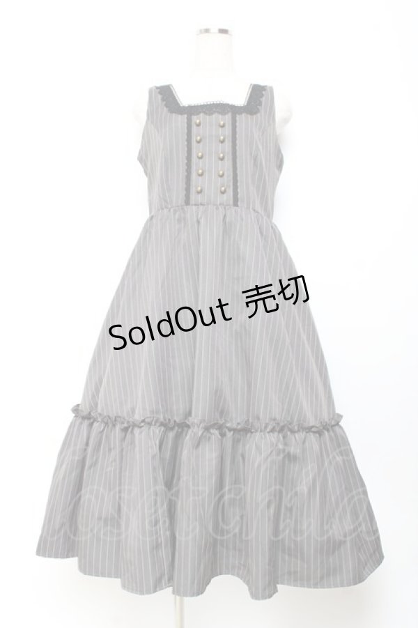 画像1: m petit by misako / TT*AOKストライプジャンパースカート L 濃灰 Y-25-11-05-113-LO-OP-SZ-ZY (1)