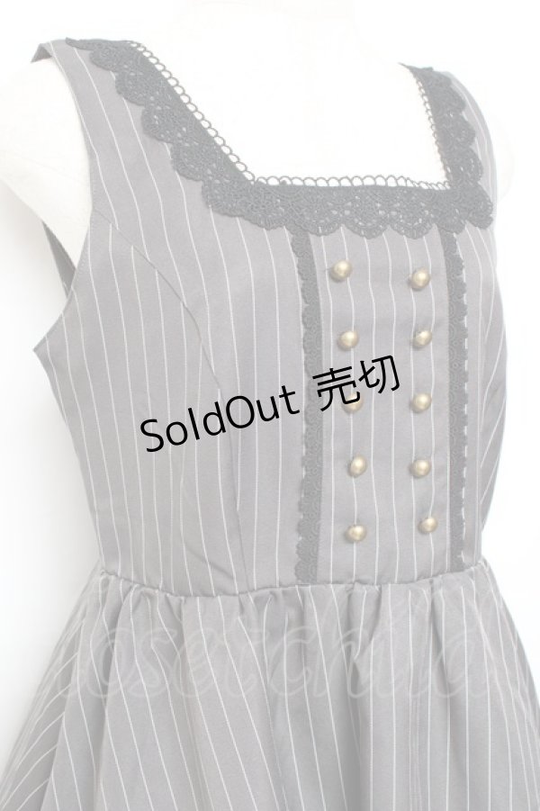 画像3: m petit by misako / TT*AOKストライプジャンパースカート L 濃灰 Y-25-11-05-113-LO-OP-SZ-ZY (3)