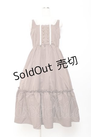 画像: m petit by misako / TT*AOKストライプジャンパースカート L 中茶 Y-25-11-05-114-LO-OP-SZ-ZY