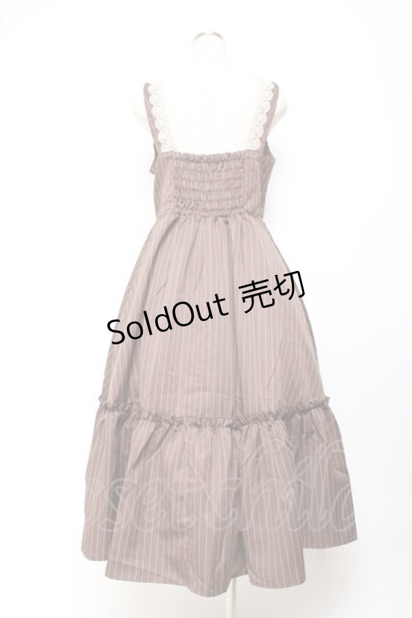 画像2: m petit by misako / TT*AOKストライプジャンパースカート L 中茶 Y-25-11-05-114-LO-OP-SZ-ZY (2)