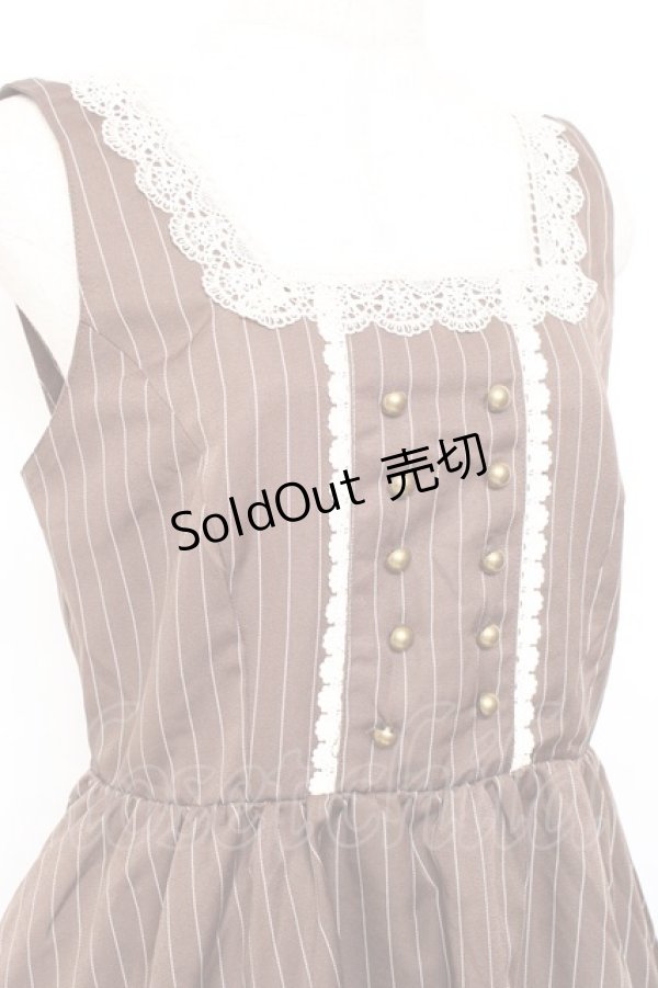 画像3: m petit by misako / TT*AOKストライプジャンパースカート L 中茶 Y-25-11-05-114-LO-OP-SZ-ZY (3)