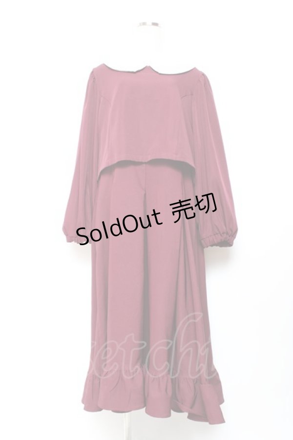 画像1: m petit by misako / マイメロワッペン付きワンピース 4L ボルドー Y-25-11-05-116-LO-OP-SZ-ZY (1)