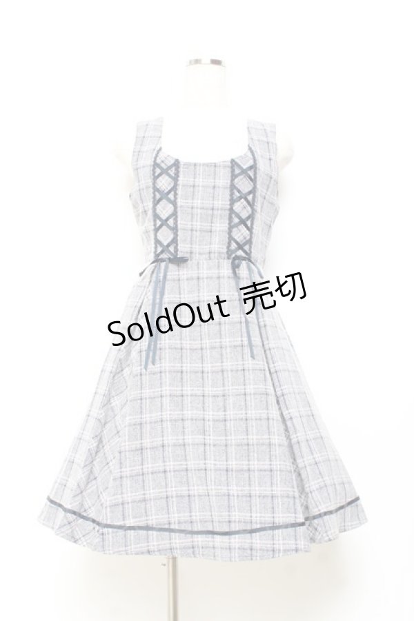 画像1: axes femme / チェック柄ジャンパースカート M 紺 Y-25-11-05-121-AX-OP-SZ-ZI (1)