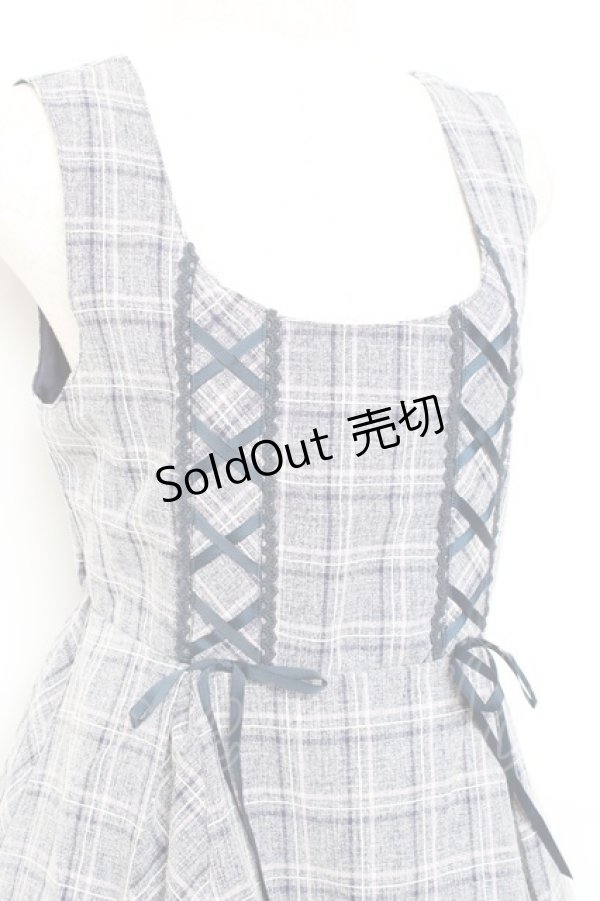 画像3: axes femme / チェック柄ジャンパースカート M 紺 Y-25-11-05-121-AX-OP-SZ-ZI (3)