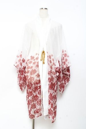 画像: axes femme kawaii / 彼岸花柄シアー着物風羽織 M 白 Y-25-11-05-123-AX-TO-SZ-ZY