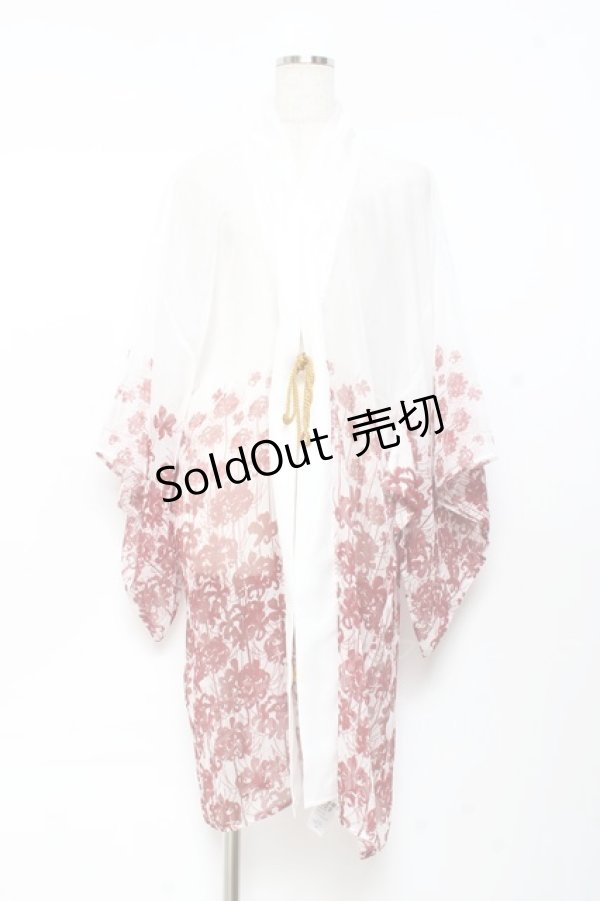 画像1: axes femme kawaii / 彼岸花柄シアー着物風羽織 M 白 Y-25-11-05-123-AX-TO-SZ-ZY (1)